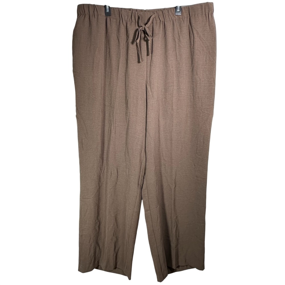 Rachel Zoe Brown Straight Leg Pull On Pants Womens 3X Elastic Waist CHU53272